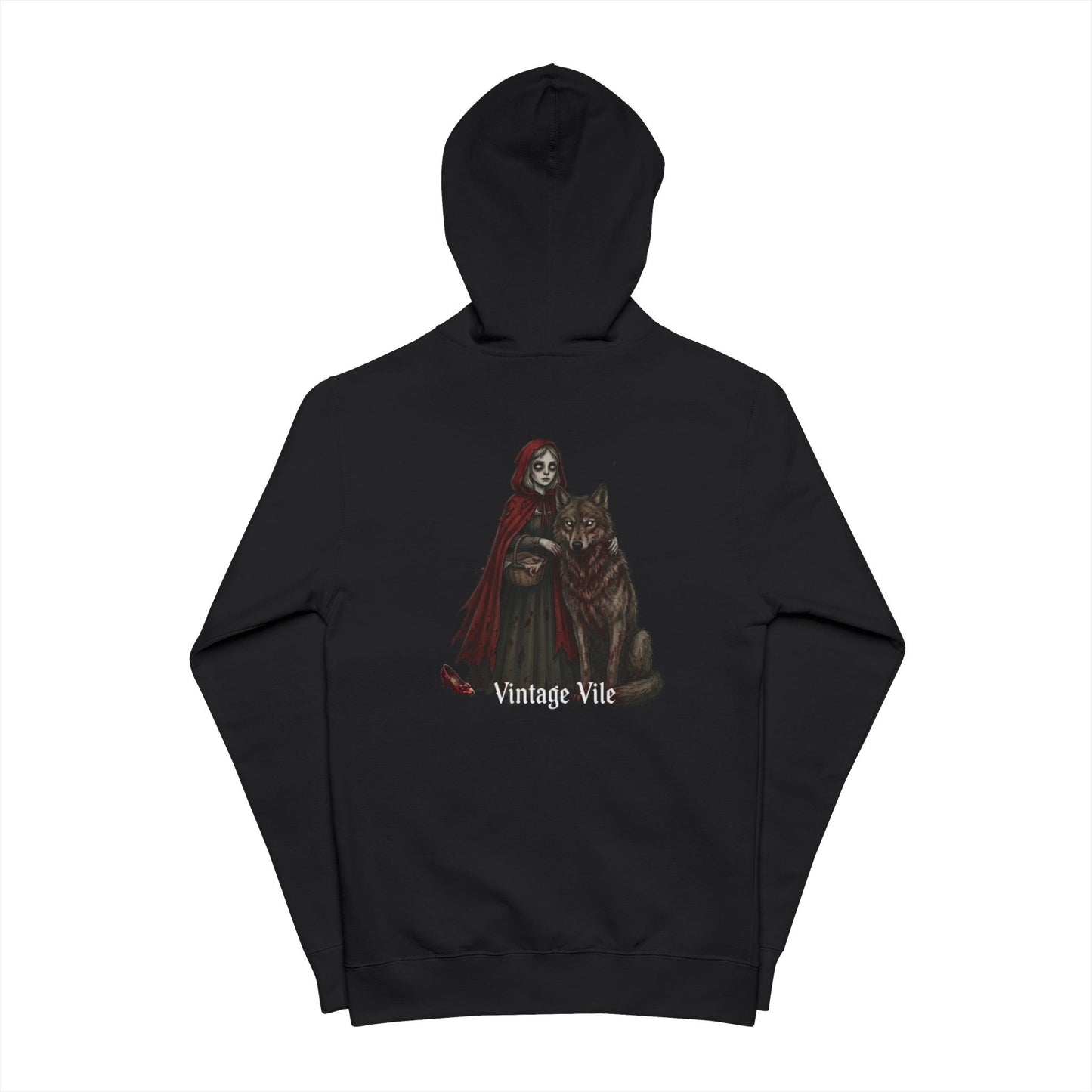 Hoodie — Vintage Vile Gothic Red Riding Hood & Wolf Zip-Up
