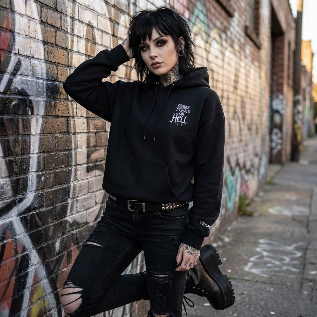 Hell-themed Hoodie Sweatshirt - No Place Like Hell Design