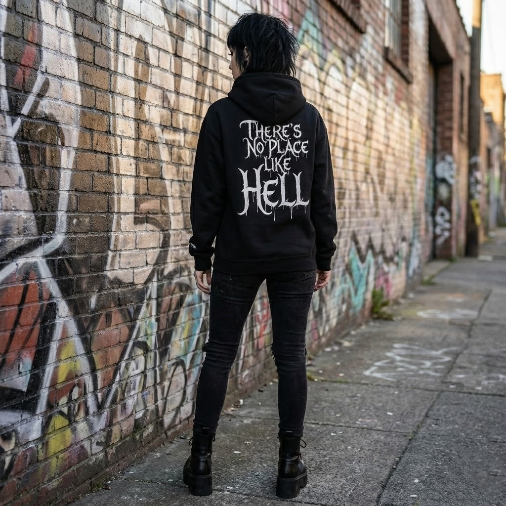 Hell-themed Hoodie Sweatshirt - No Place Like Hell Design